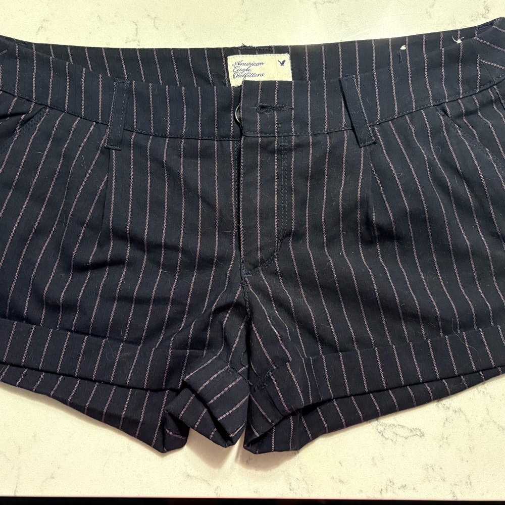 American Eagle Outfitters Women's Navy Pinstripe Shorts
